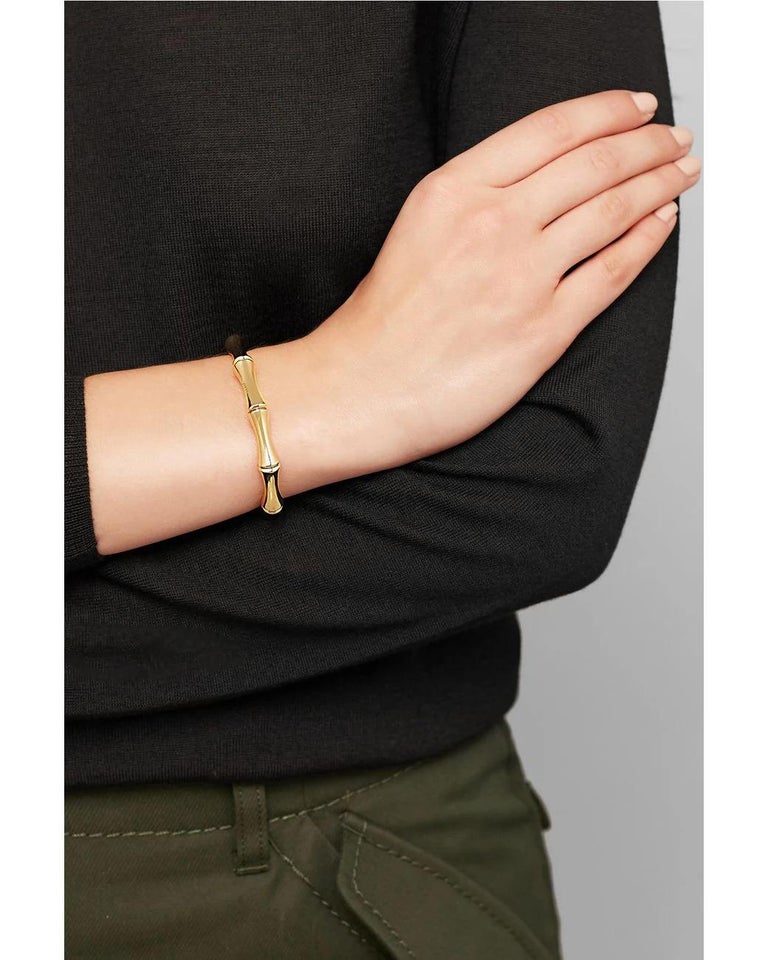 Gucci Bamboo 18K Yellow Gold Stretch Bangle Bracelet For Sale at 1stDibs