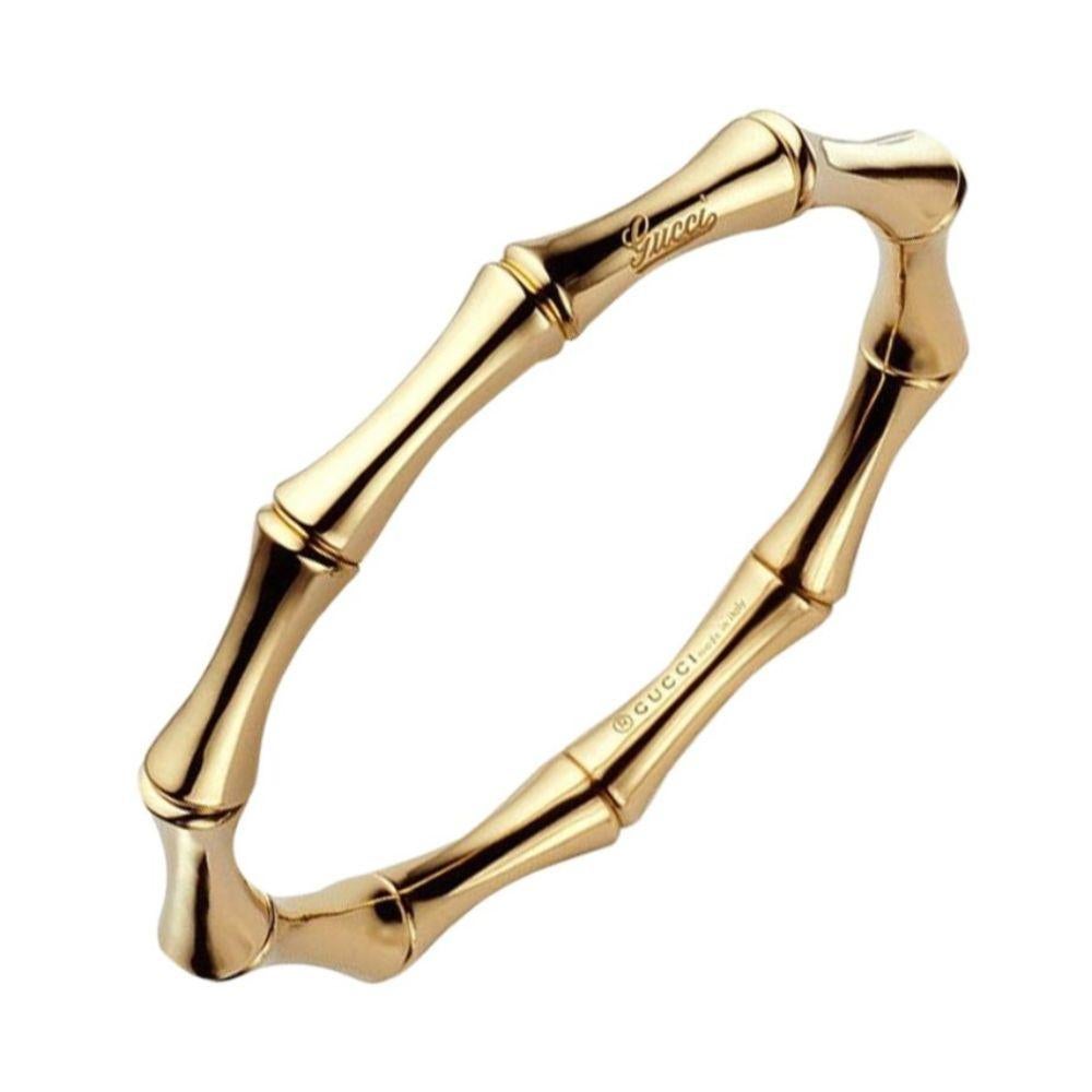 Stretch-Armreif aus 18 Karat Gelbgold mit Bambusverzierung (Moderne)