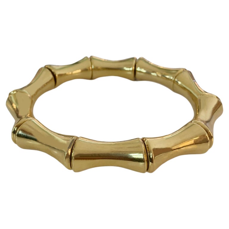 Gucci Bamboo 18K Yellow Gold Stretch Bangle Bracelet at 1stDibs