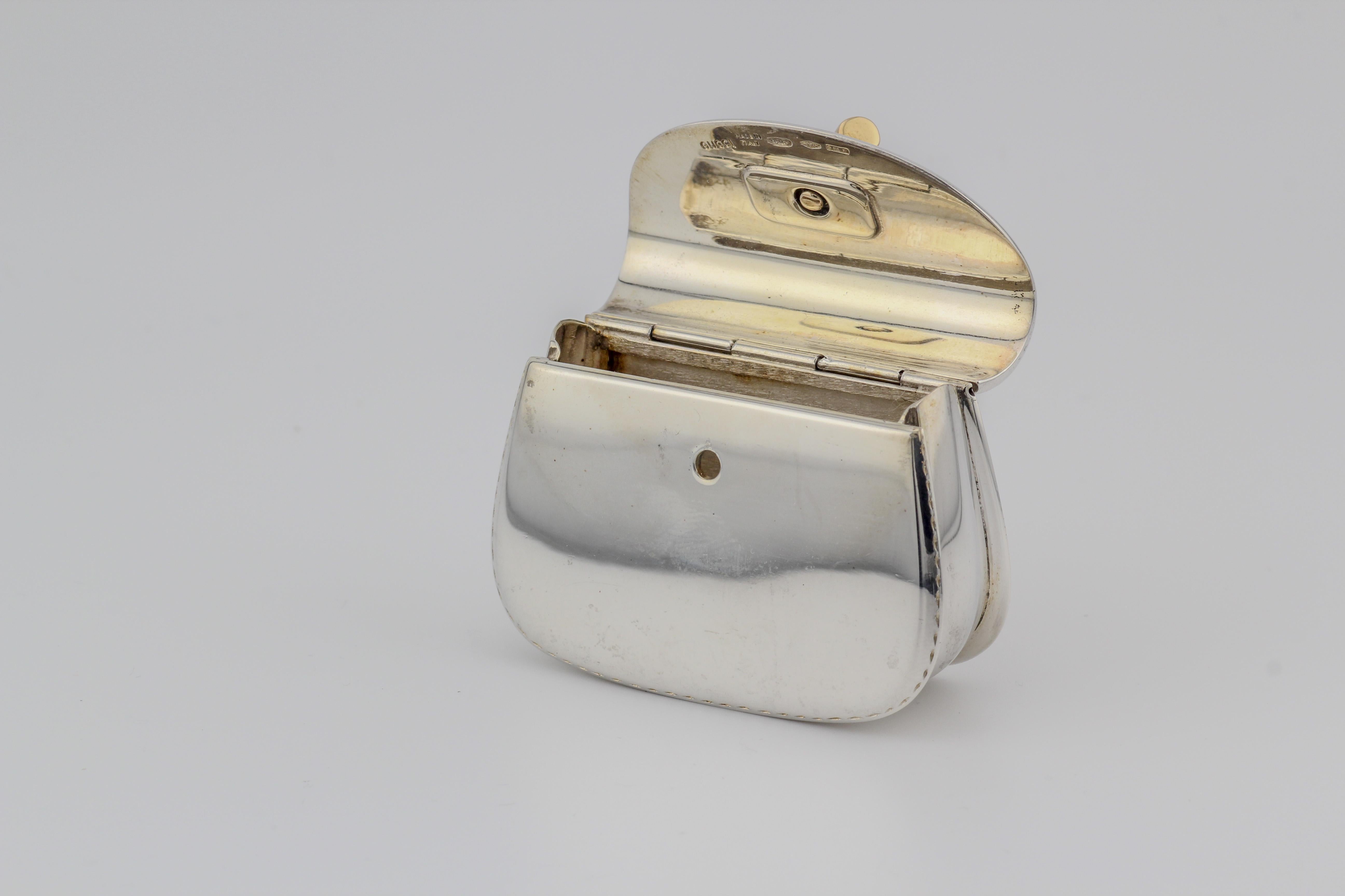 Gucci Bamboo 1947 18k Gold Sterling Silver Pill Box Case In Good Condition In Bellmore, NY