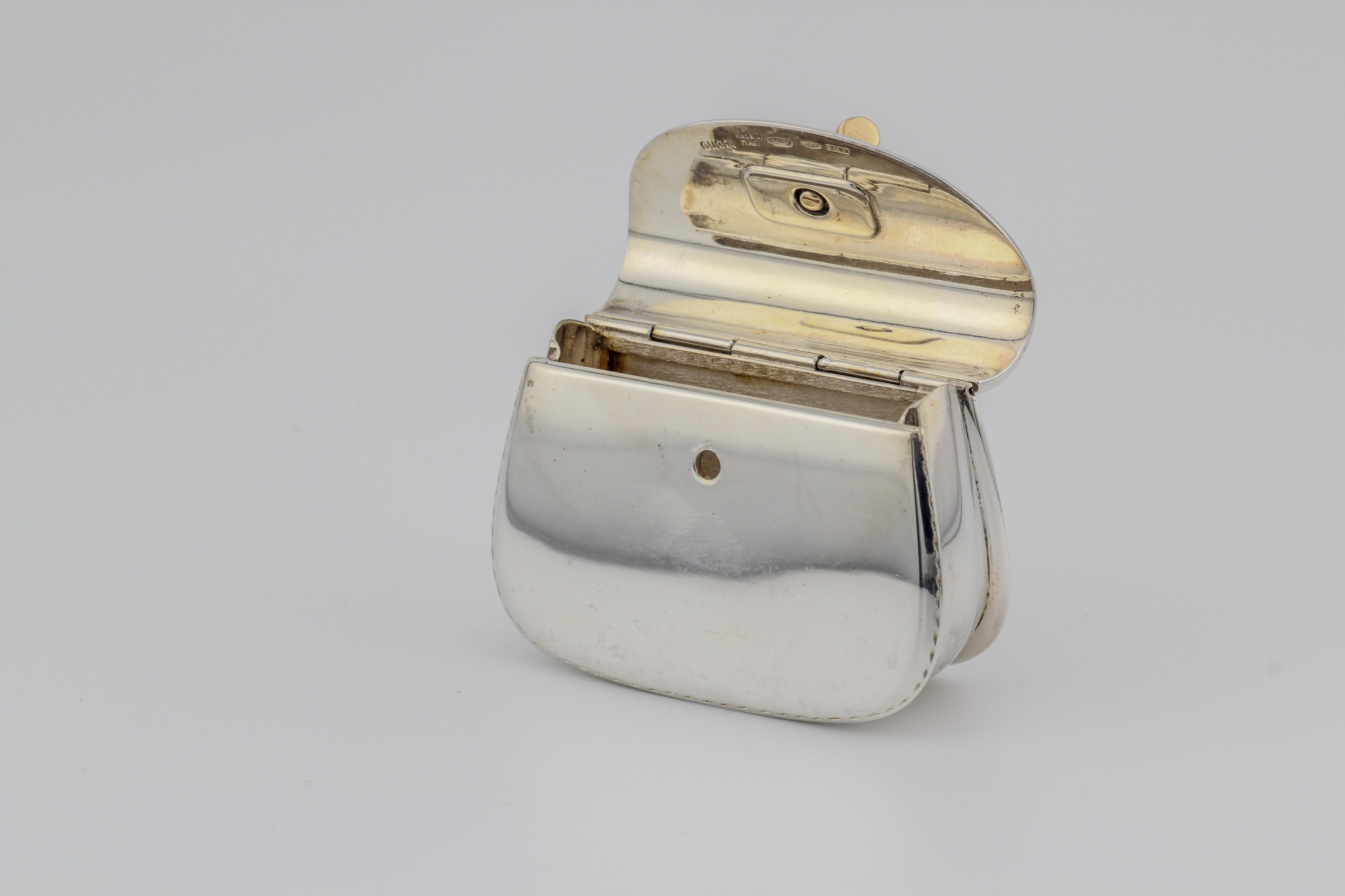 Gucci Bamboo 1947 18k Gold Sterling Silver Pill Box Case In Good Condition In Simpsonville, SC