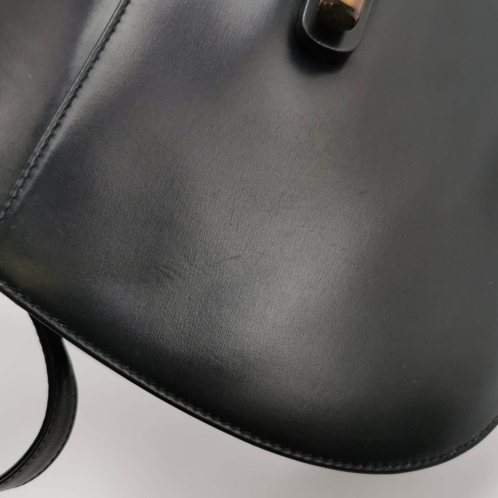 Gucci Bamboo 1947 Black Leather Medium Crossbody Bag 9