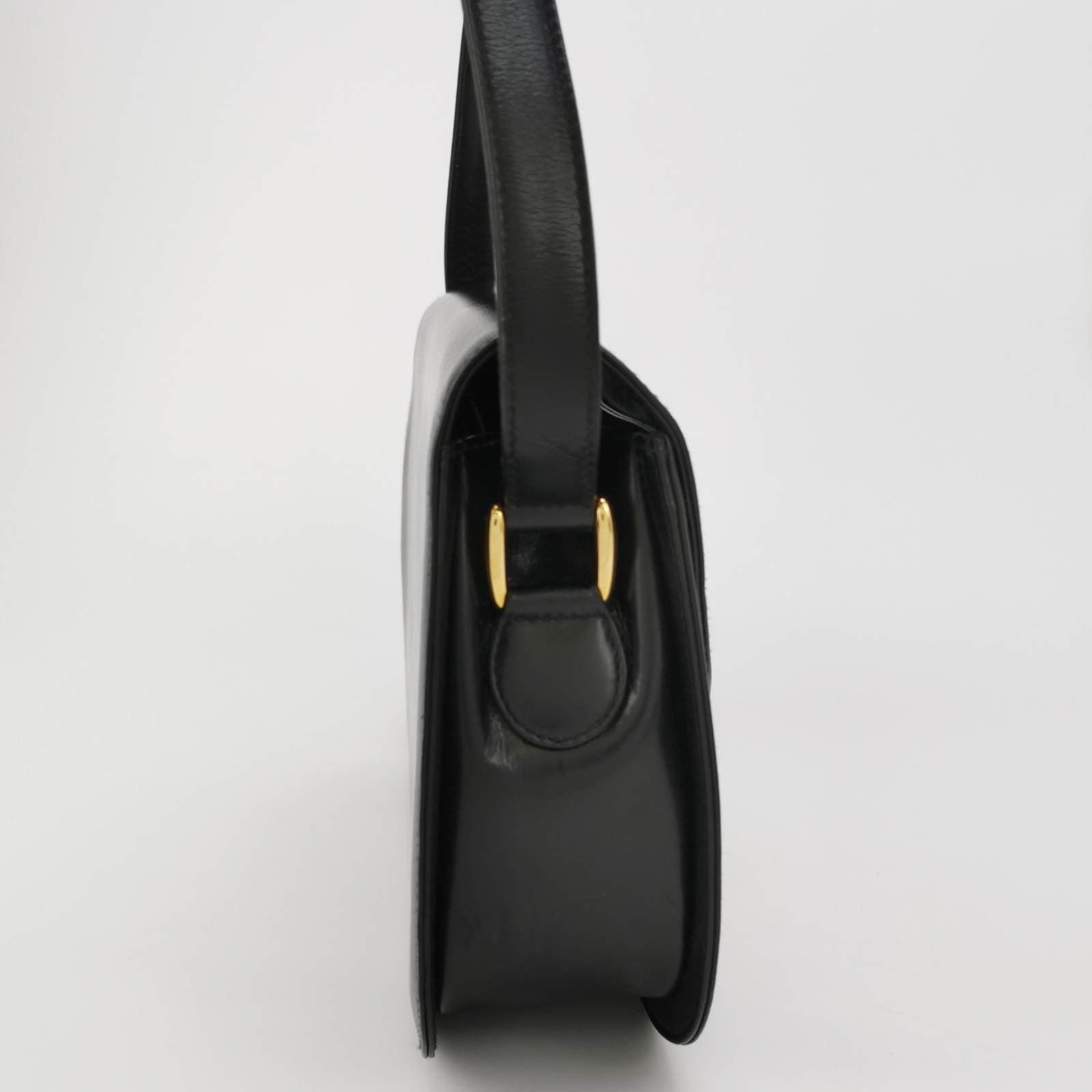 Gucci Bamboo 1947 Black Leather Medium Crossbody Bag In Good Condition In AUBERVILLIERS, FR
