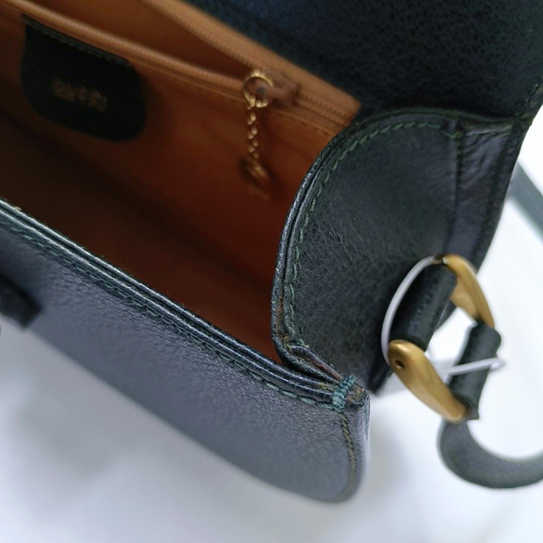 Gucci Bamboo 1947 Green Leather Medium Crossbody Bag en vente 11