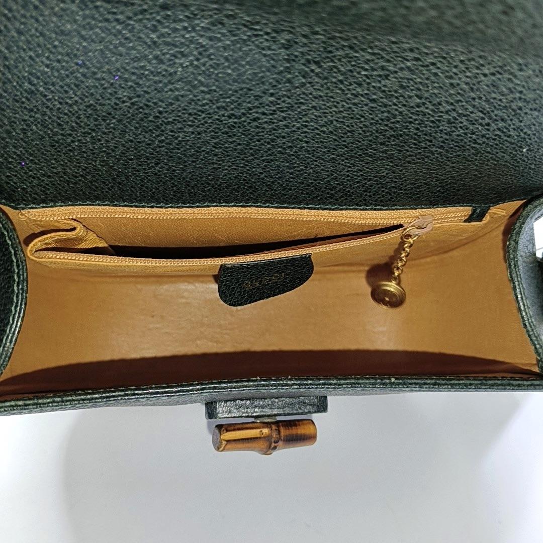 Gucci Bamboo 1947 Green Leather Medium Crossbody Bag en vente 2