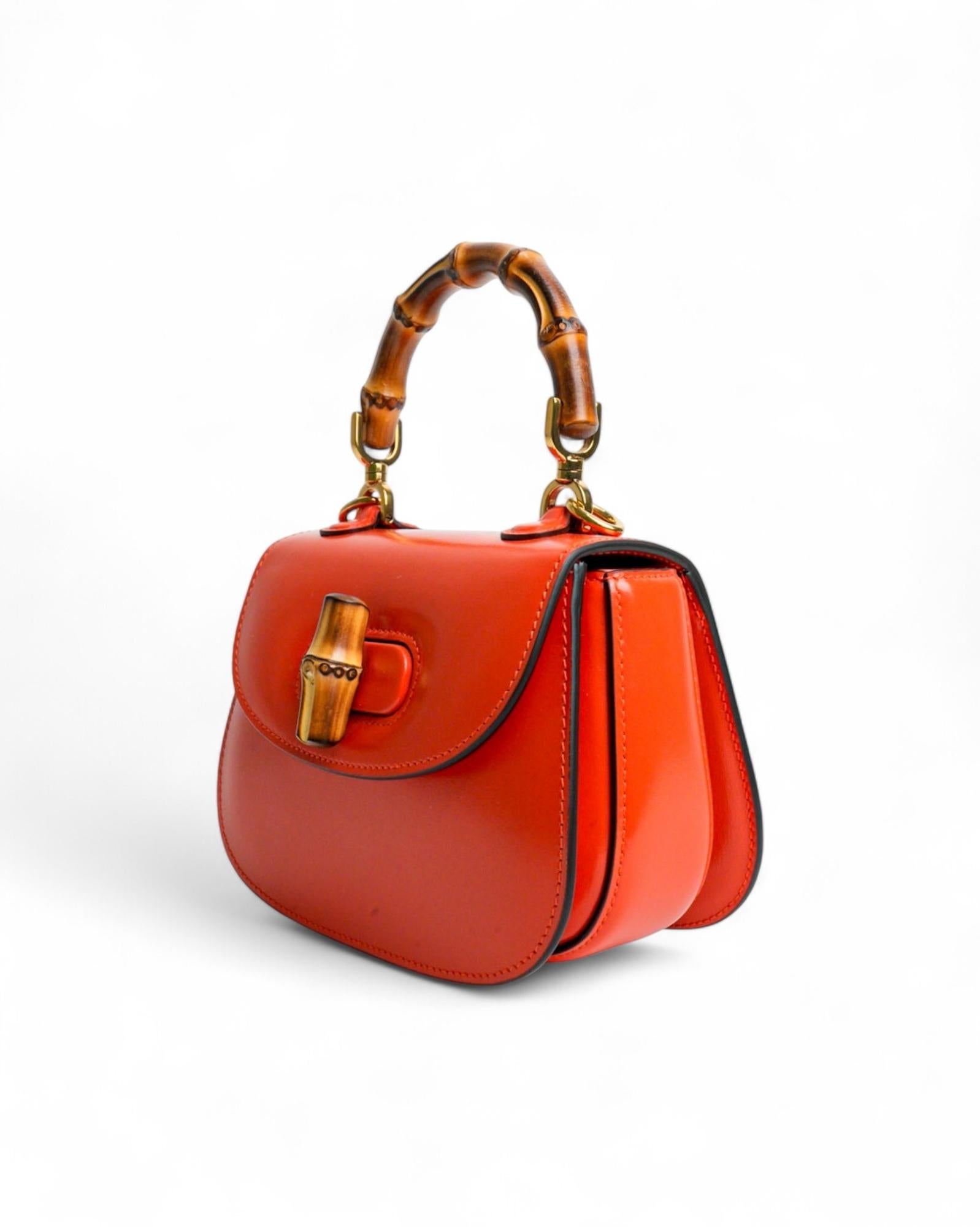 Red Gucci Bamboo 1947 Mini Orange