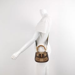 Gucci Bamboo 1947 Mini Brown Leather and Canvas Crossbody Bag