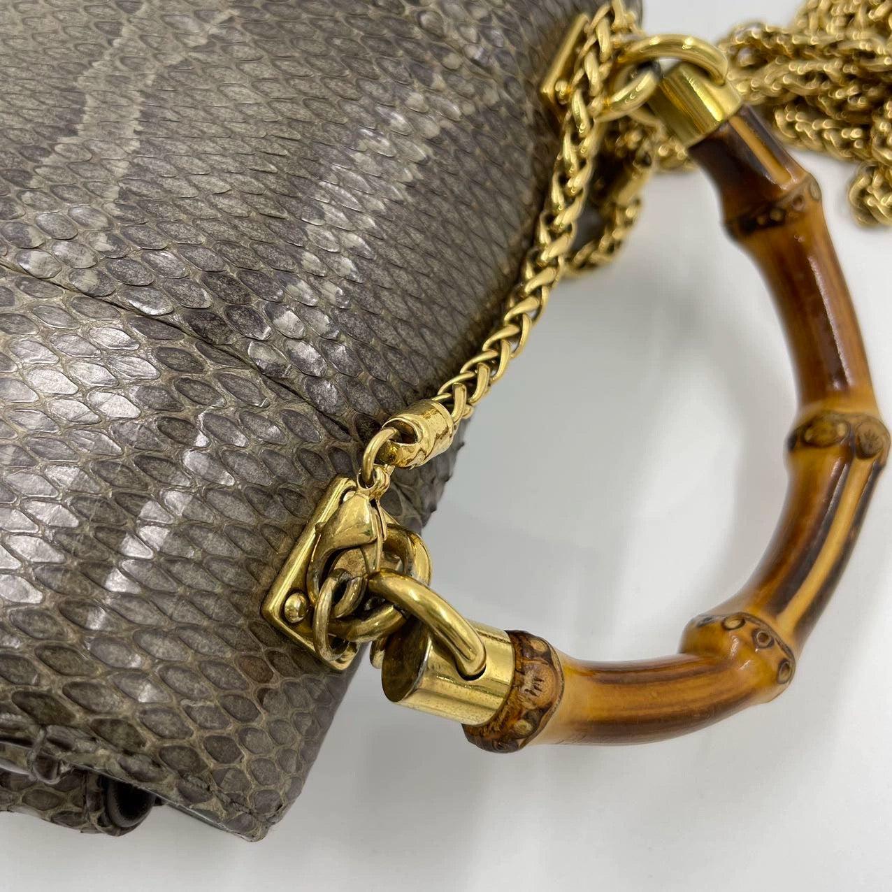 Gucci Bamboo 1947 Night Mini-Python-Abendtasche mit Kette 15