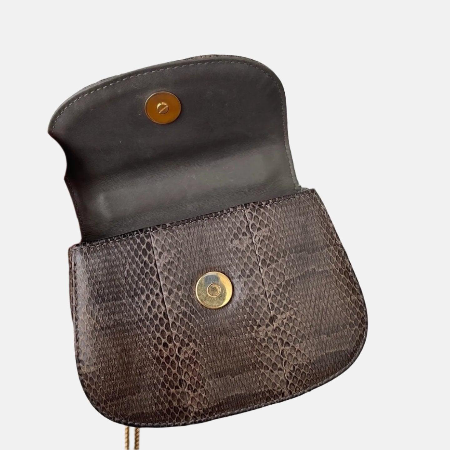 Gucci Bamboo 1947 Night Mini-Python-Abendtasche mit Kette Damen