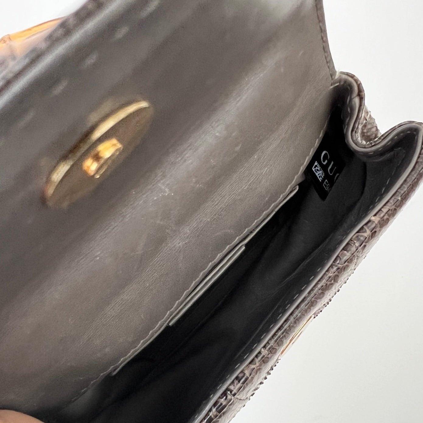 Gucci Bamboo 1947 Night Mini-Python-Abendtasche mit Kette 2