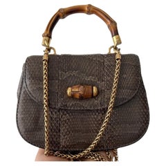 Gucci Bamboo 1947 Night Mini Python Evening Bag with Chain