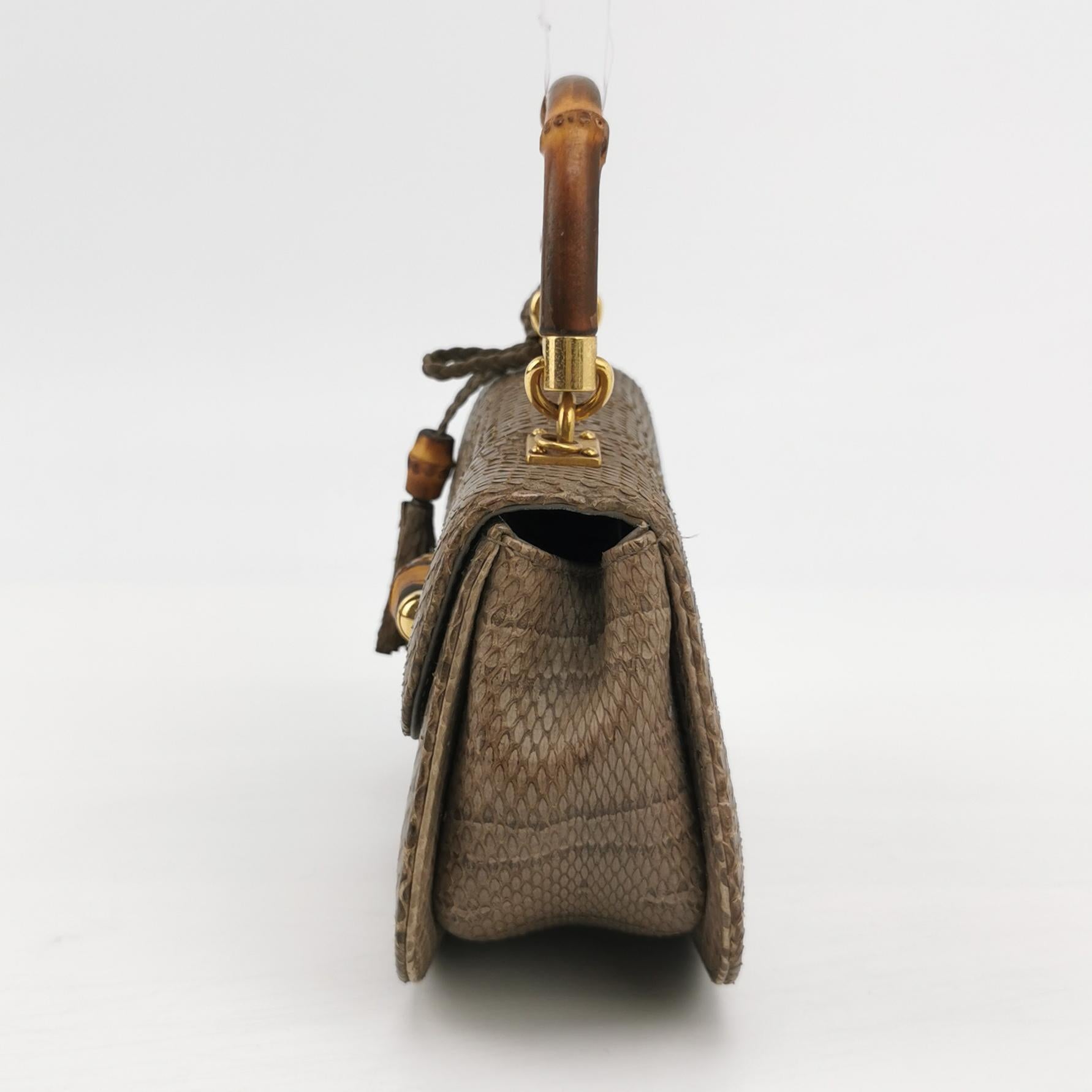 Gucci Bamboo 1947 Night Mini sac de soirée en peau de serpent python avec chaîne Pour femmes en vente