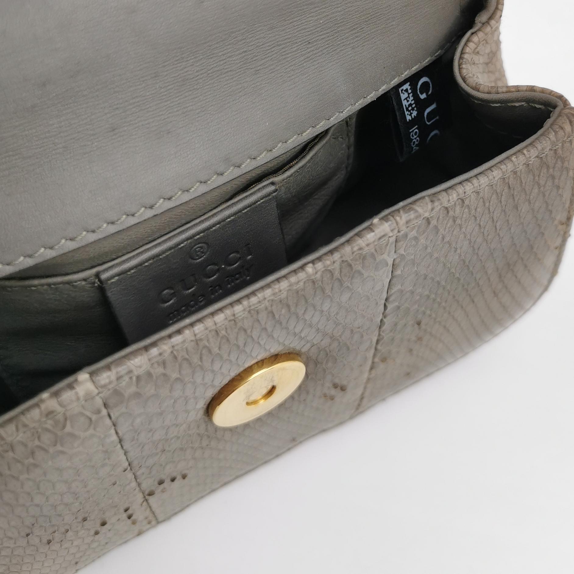 Gucci Bamboo 1947 Night Mini sac de soirée en peau de serpent python avec chaîne en vente 2