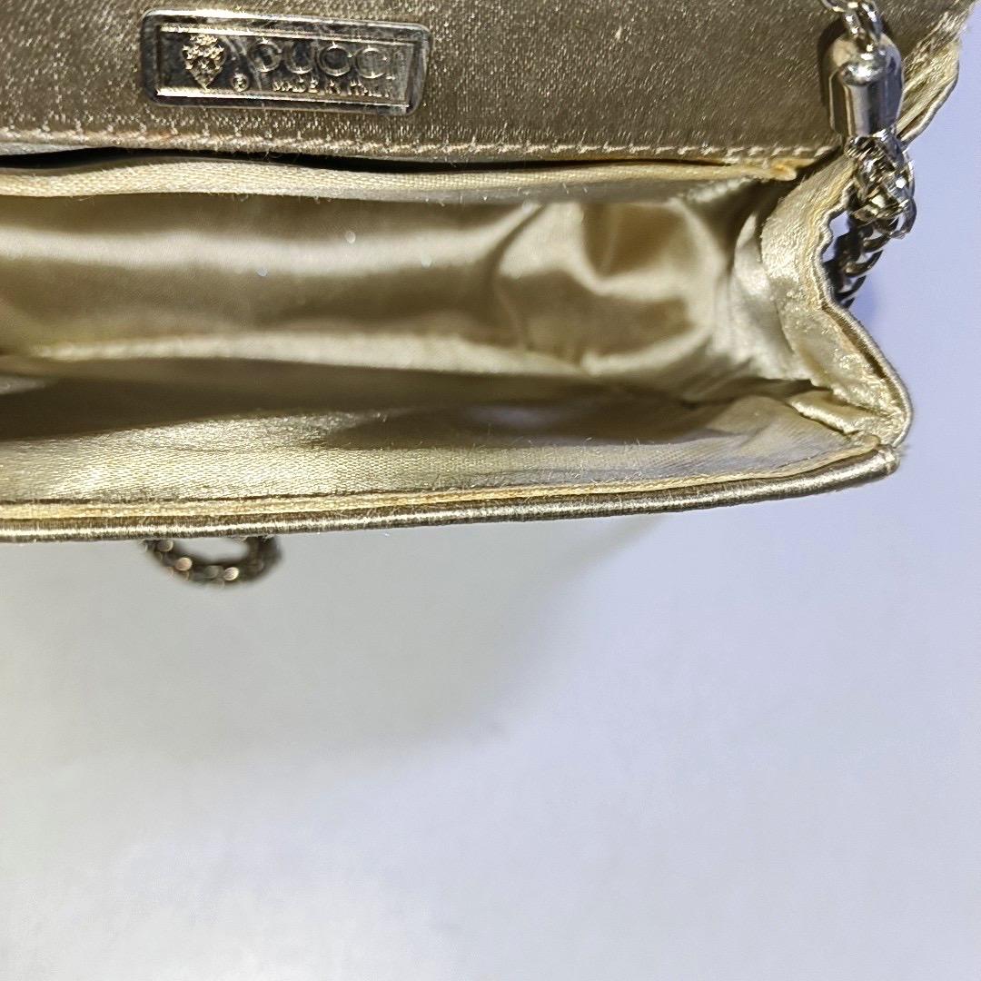 Gucci Bamboo 1947 Night Super Mini Beige Silk Evening Bag with Chain For Sale 6
