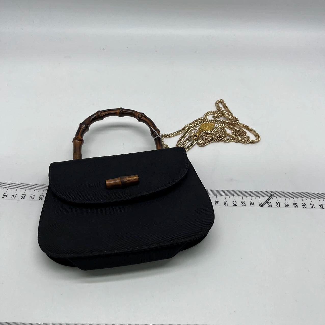 Gucci Bamboo 1947 Night Super Mini Black Nylon Evening Bag with Original Chain 9