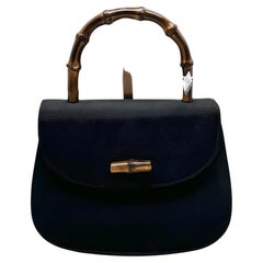 Gucci Bamboo 1947 Night Super Mini bolso de noche de nailon negro con cadena original