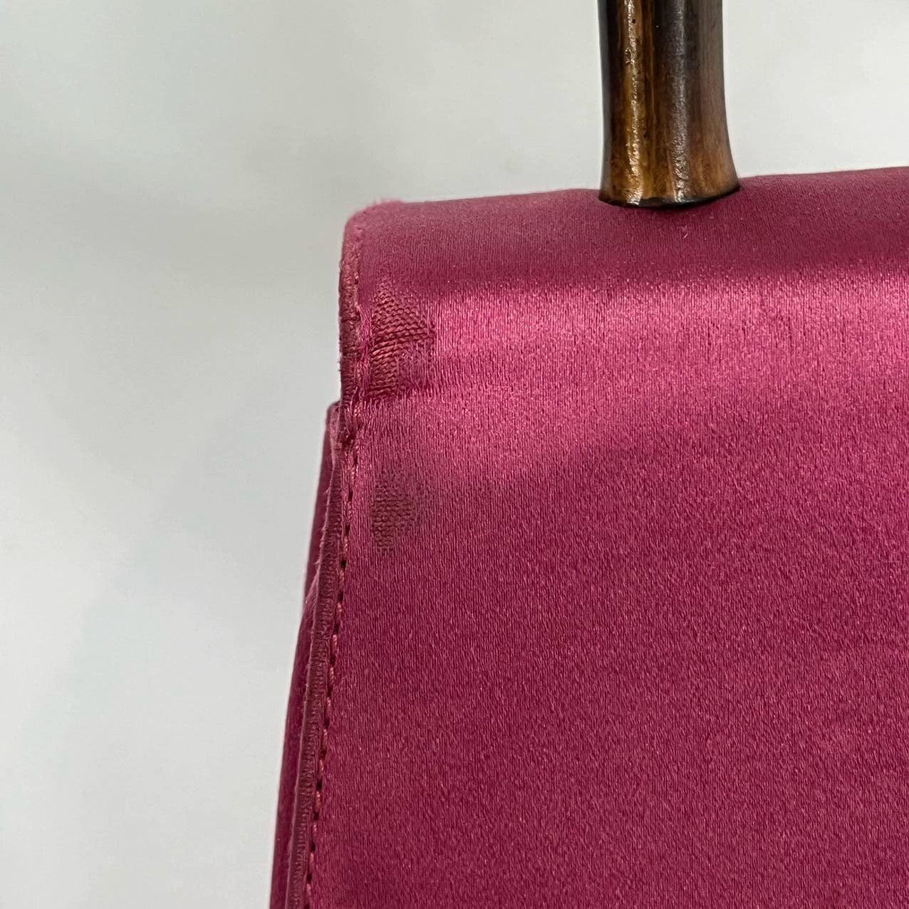 Gucci Bamboo 1947 Night Super Mini Pink Satin Evening Bag For Sale 8