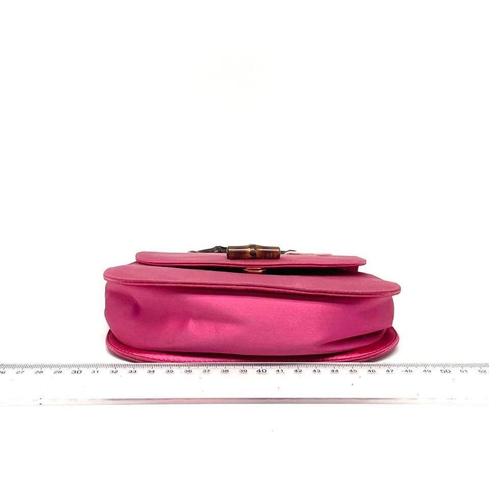 Women's Gucci Bamboo 1947 Night Super Mini Pink Satin Evening Bag For Sale