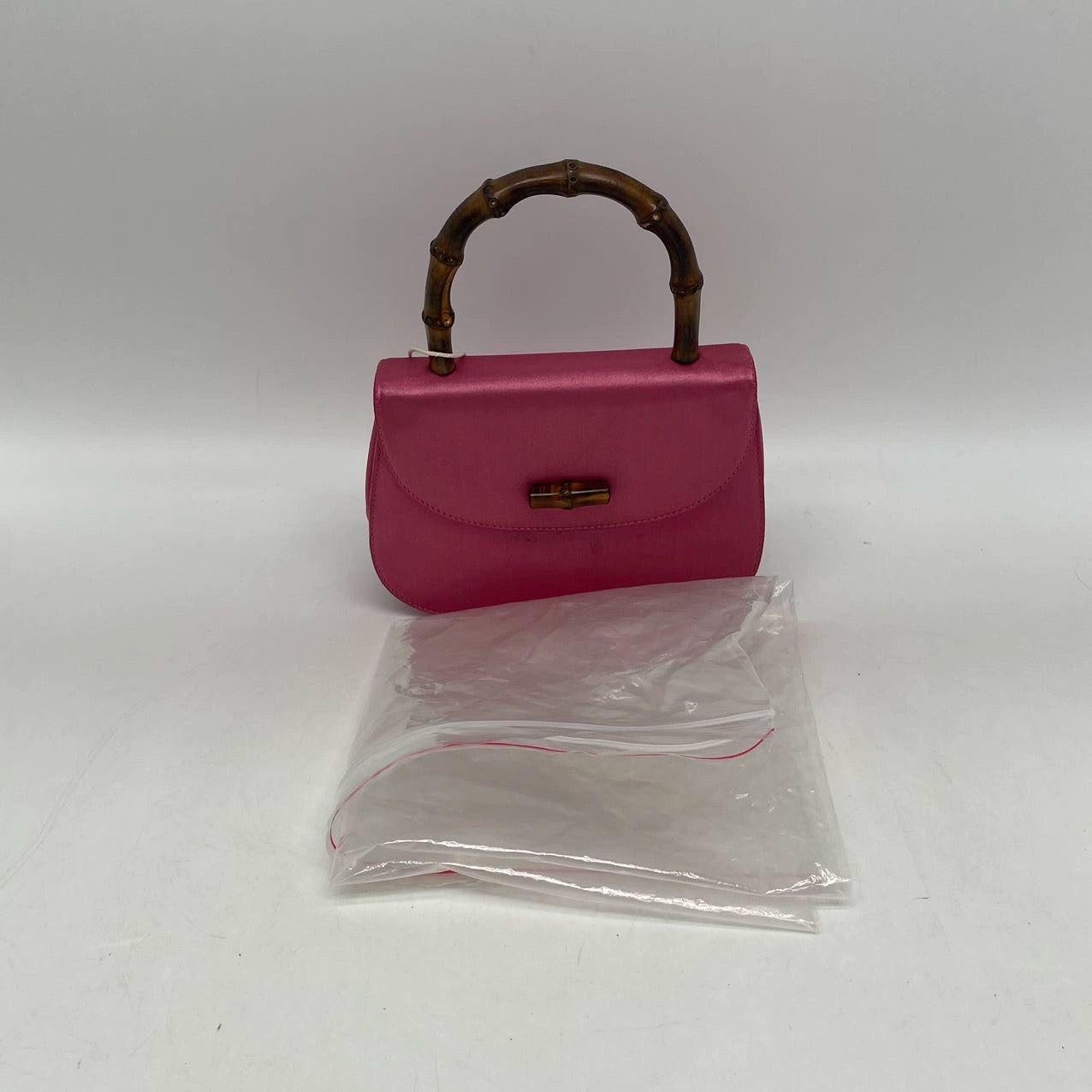 Gucci Bamboo 1947 Night Super Mini Pink Satin Evening Bag For Sale 1