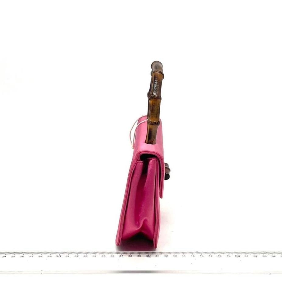 Gucci Bamboo 1947 Night Super Mini Pink Satin Evening Bag For Sale 3