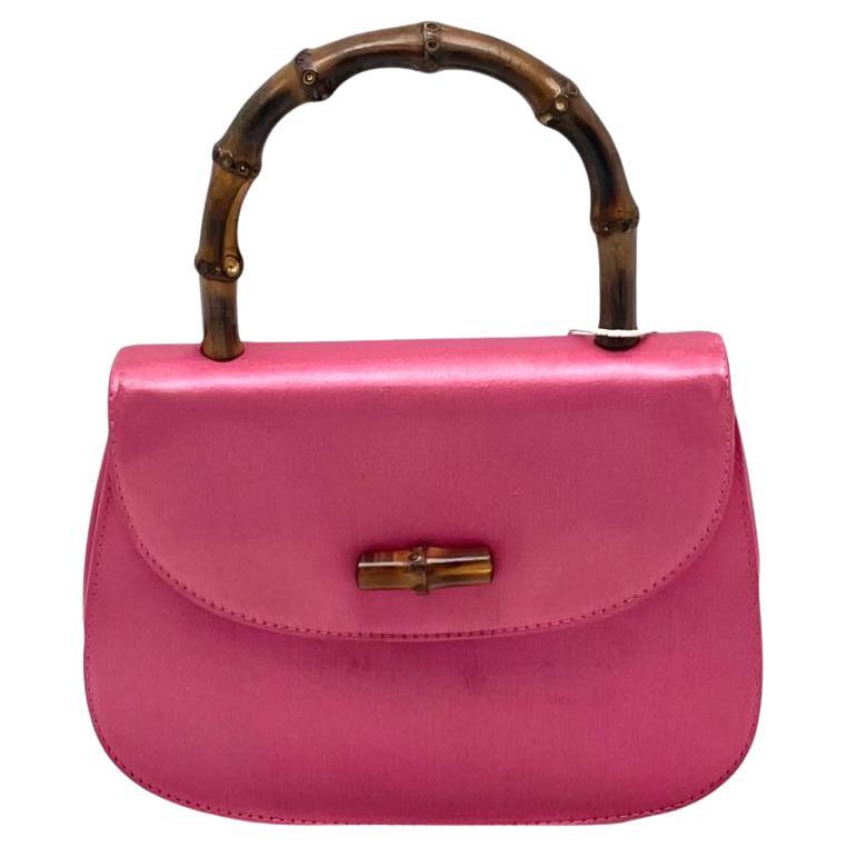 Gucci Bamboo 1947 Night Super Mini Pink Satin Evening Bag For Sale
