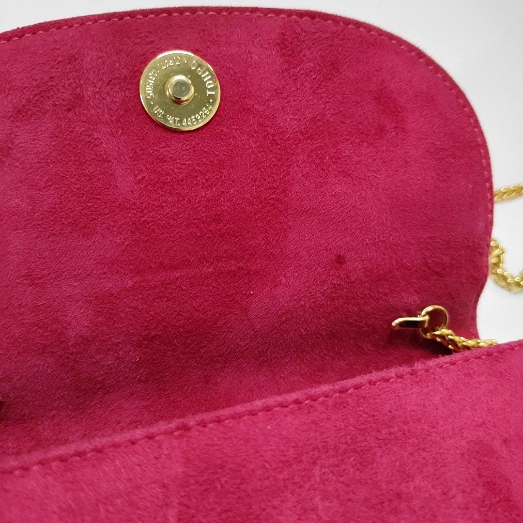 Gucci Bamboo 1947 Night Super Mini Pink Suede Evening Bag with Chain For Sale 5