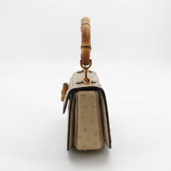 Gucci Bamboo 1947 Ostrich Leather Small Dark Beige With Strap