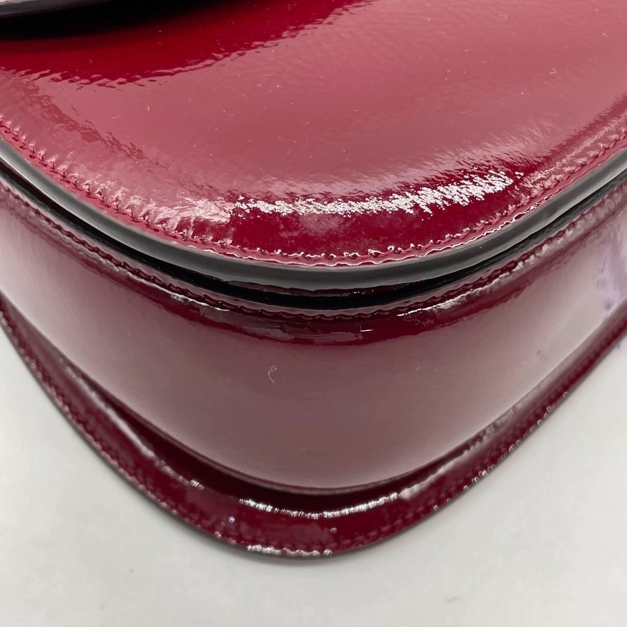 Gucci Bamboo 1947 Small Ancora Red Burgundy Patent Leather Top Handle Bag en vente 10