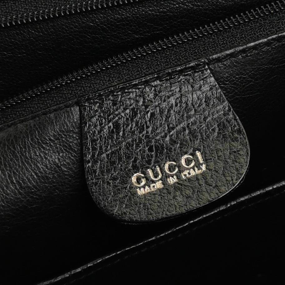 Gucci Bamboo 1947 Small Black Grained Leather Top Handle Bag For Sale 4