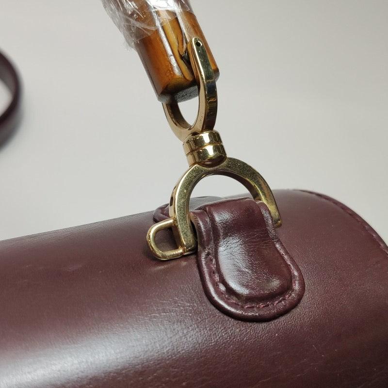 Gucci Bamboo 1947 Top Handle Bag Box Leather Medium Dark Chocolate Brown 4
