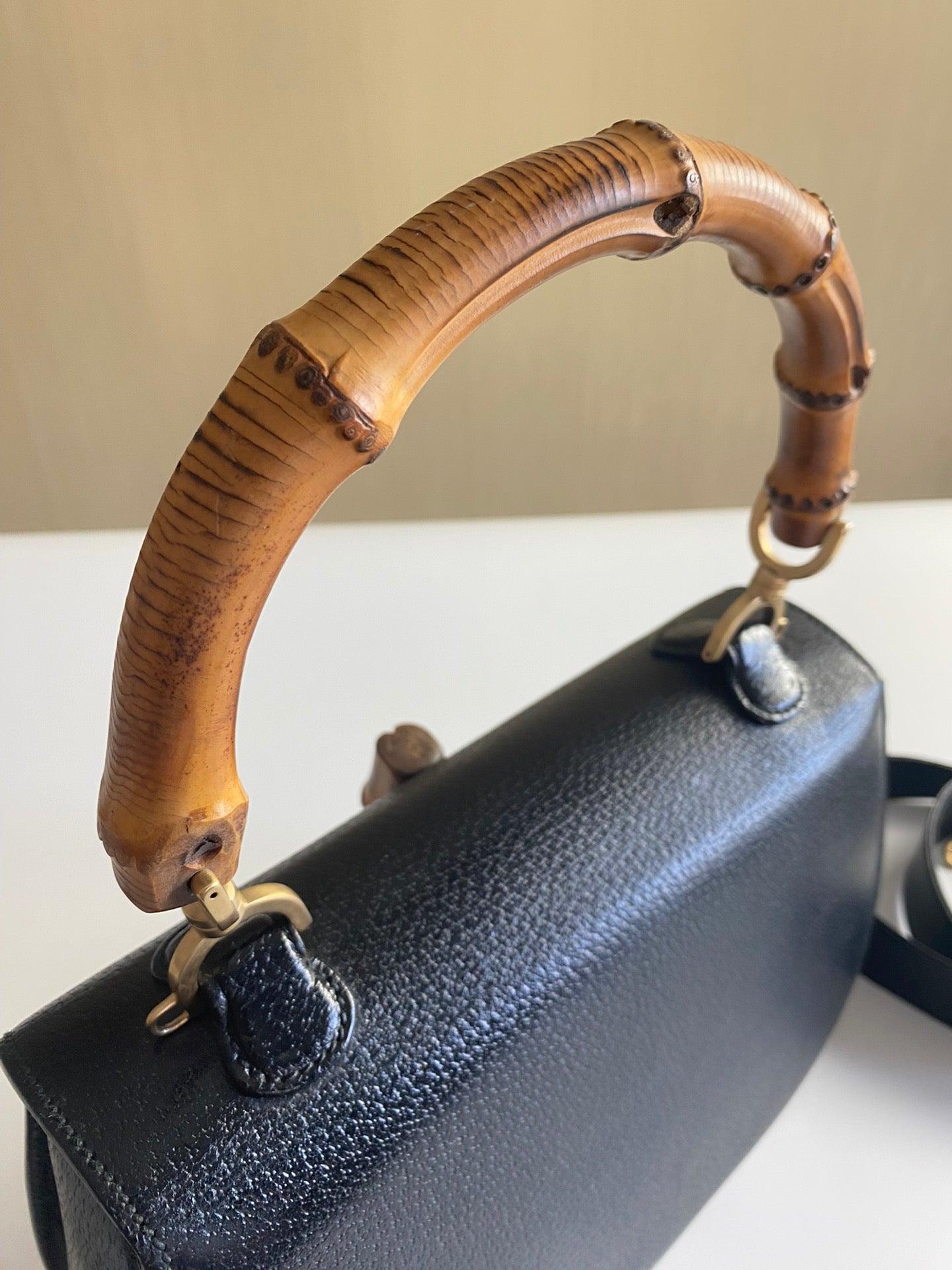 Gucci Bamboo 1947 Top Handle Bag Leather Medium Black 6