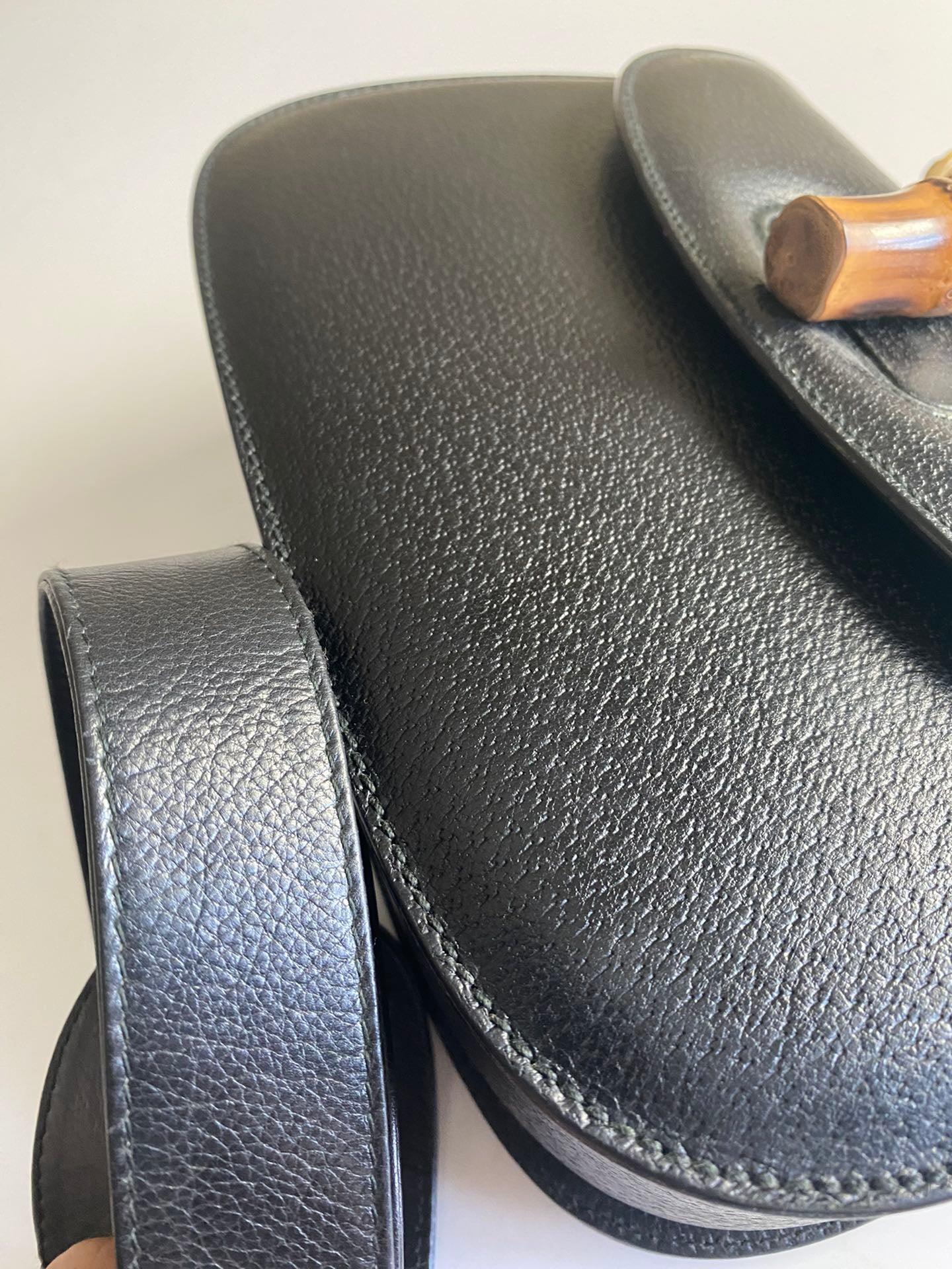 Gucci Bamboo 1947 Top Handle Bag Leather Medium Black 7
