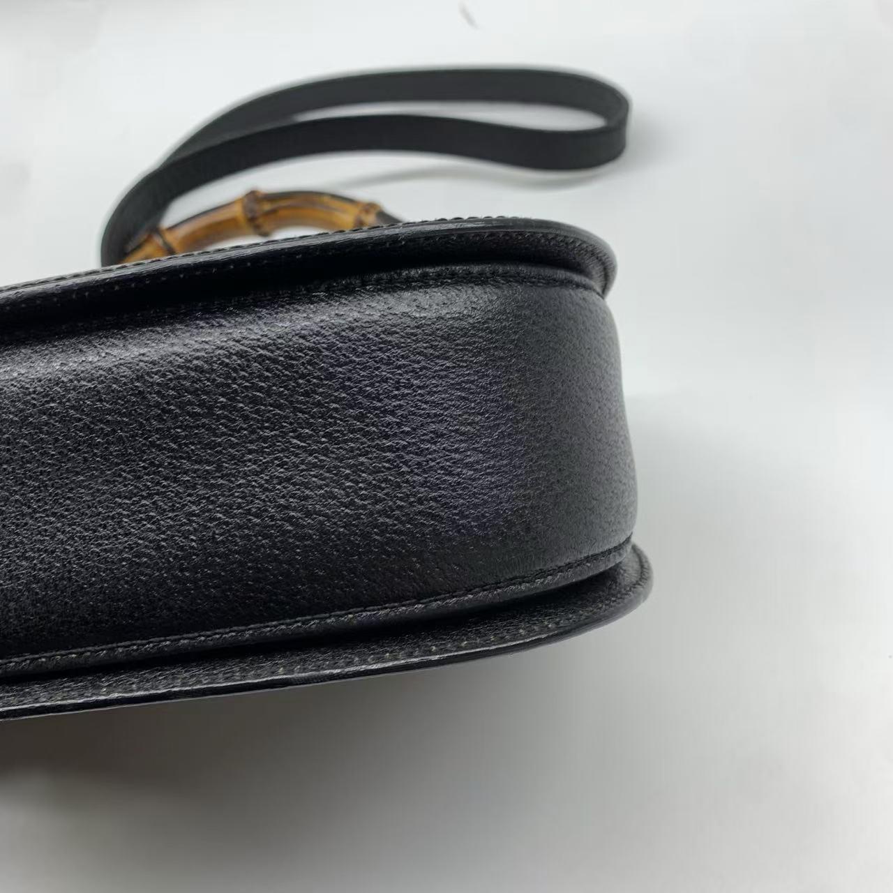 Gucci Bamboo 1947 Top Handle Bag Leather Medium Black For Sale 10