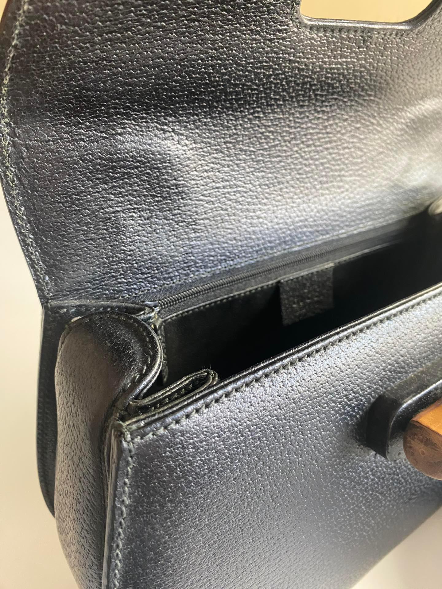 Gucci Bamboo 1947 Top Handle Bag Leather Medium Black 11