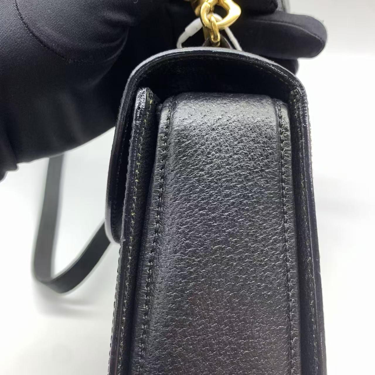 Gucci Bamboo 1947 Top Handle Bag Leather Medium Black For Sale 11