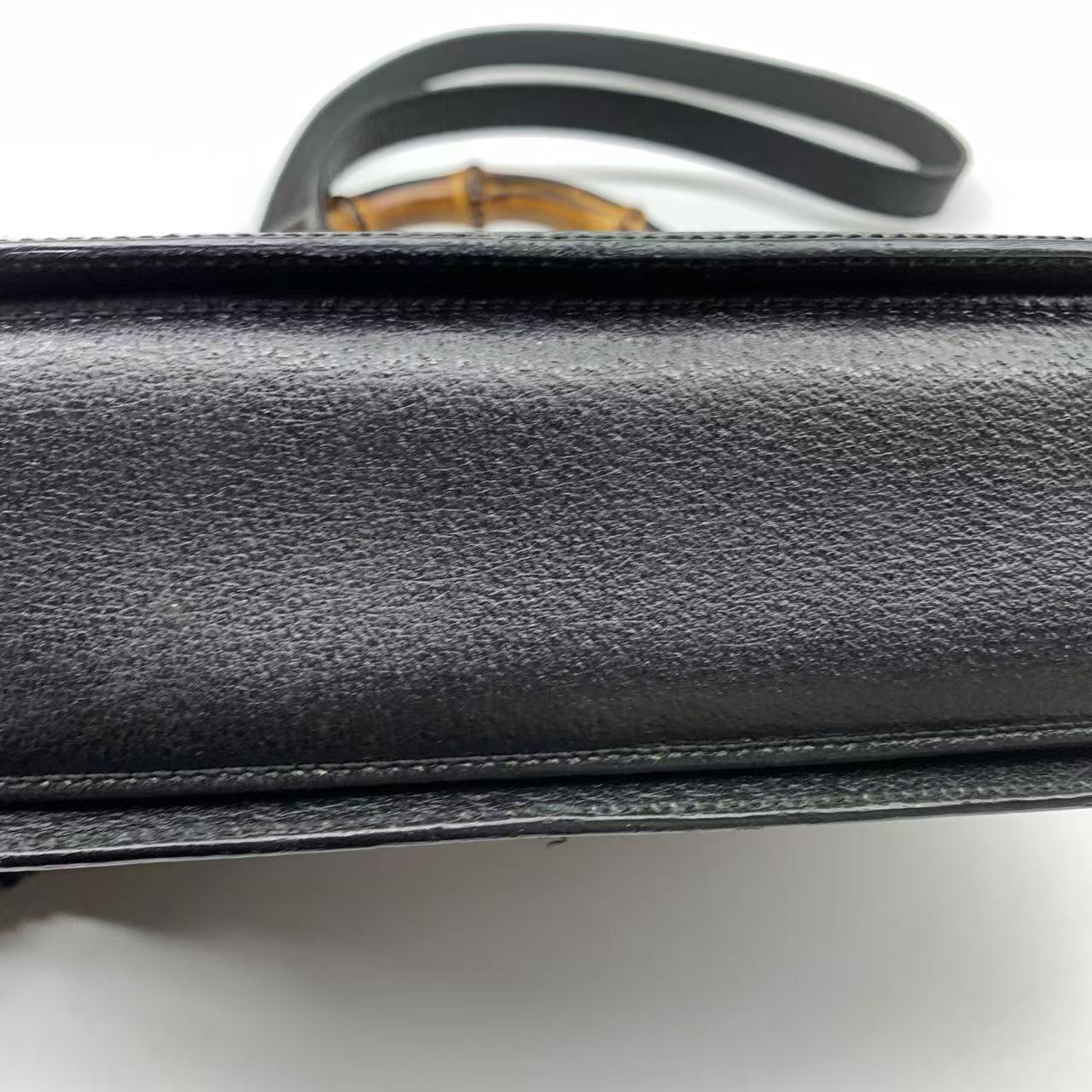 Gucci Bamboo 1947 Top Handle Bag Leather Medium Black For Sale 12