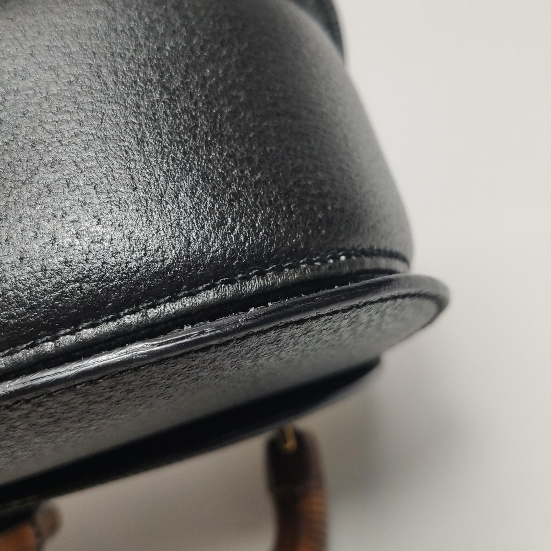 Gucci Bamboo 1947 Borsa a manico alto in pelle media nera in vendita 12