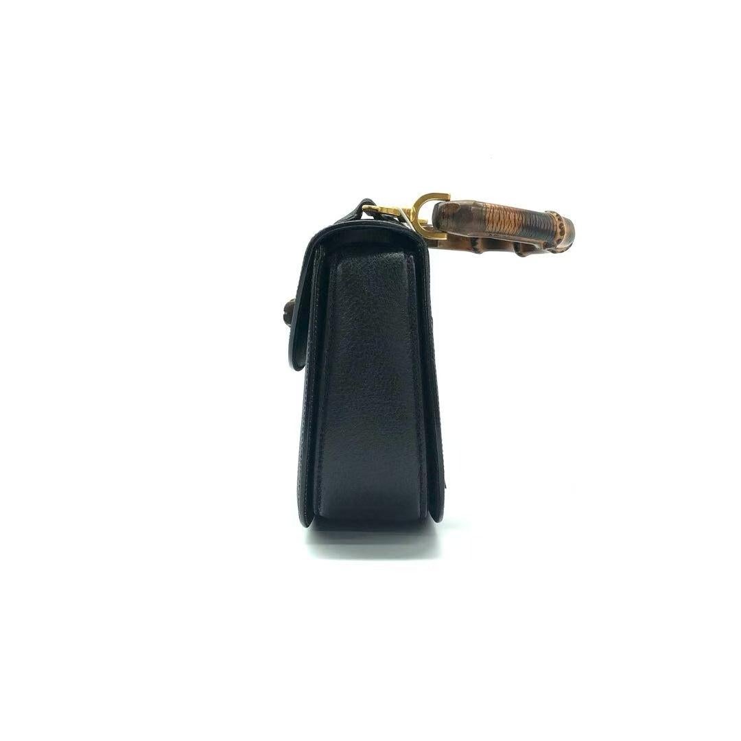 Gucci Bamboo 1947 Top Handle Bag Leather Medium Black In Excellent Condition For Sale In AUBERVILLIERS, FR