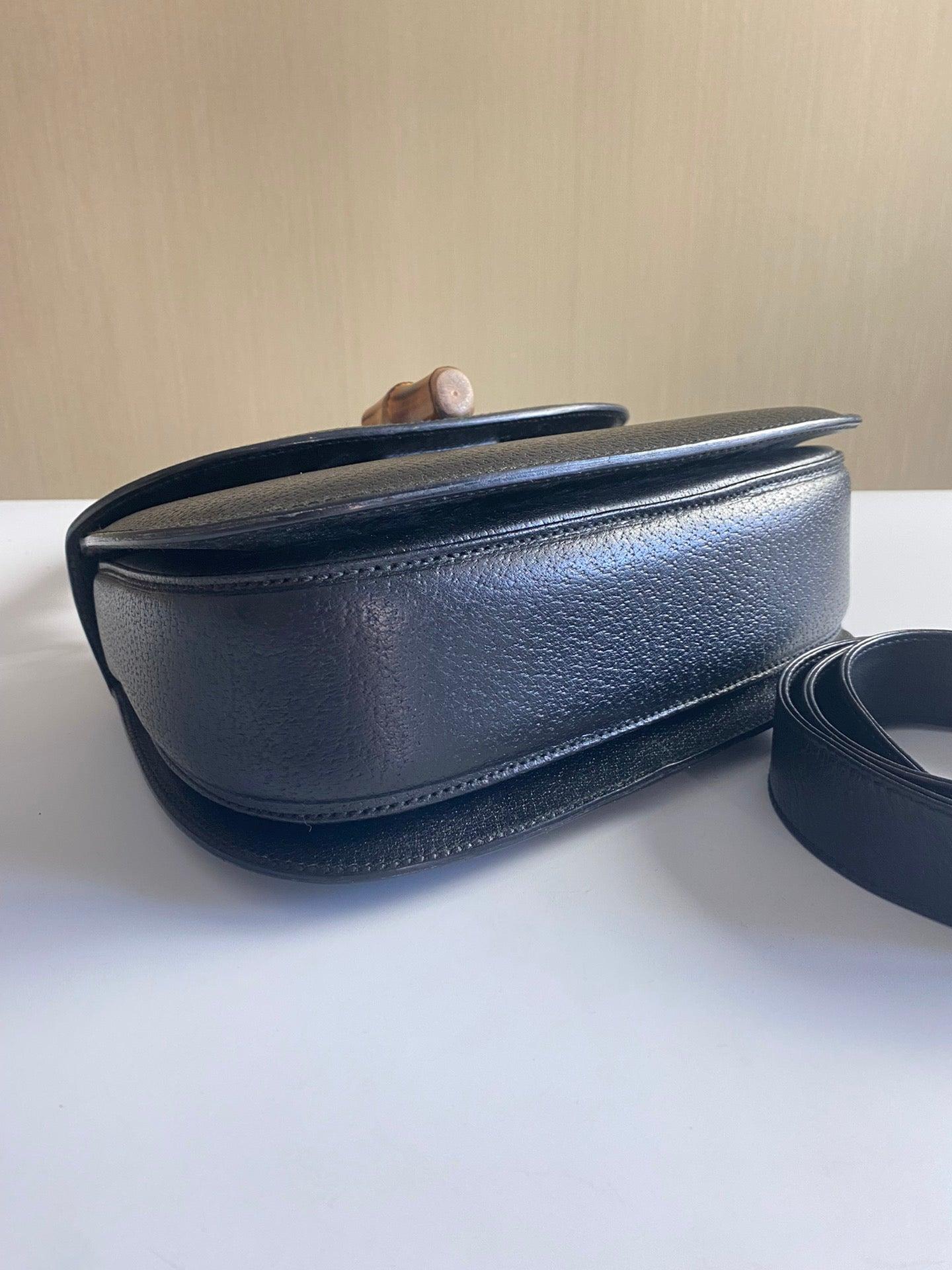Gucci Bamboo 1947 Top Handle Bag Leather Medium Black In Excellent Condition In AUBERVILLIERS, FR