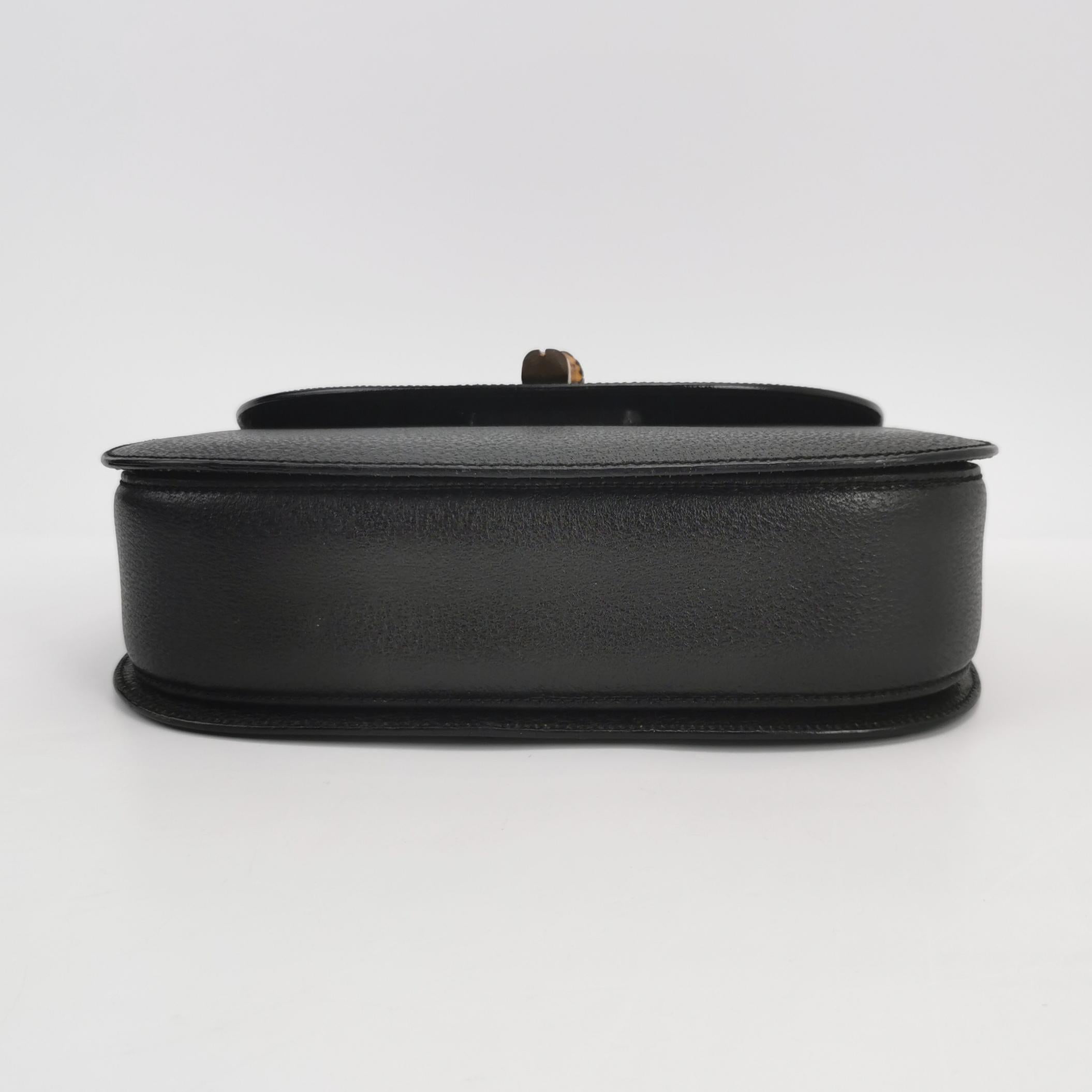 Gucci Bamboo 1947 Borsa a manico alto in pelle media nera In condizioni ottime in vendita a AUBERVILLIERS, FR