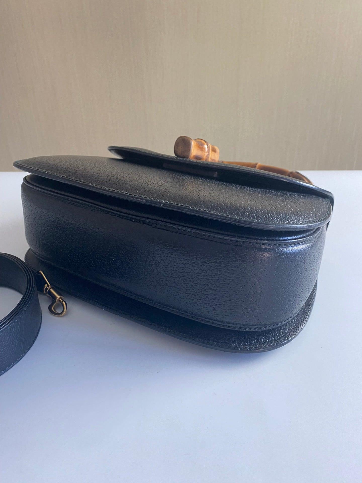 Women's Gucci Bamboo 1947 Top Handle Bag Leather Medium Black