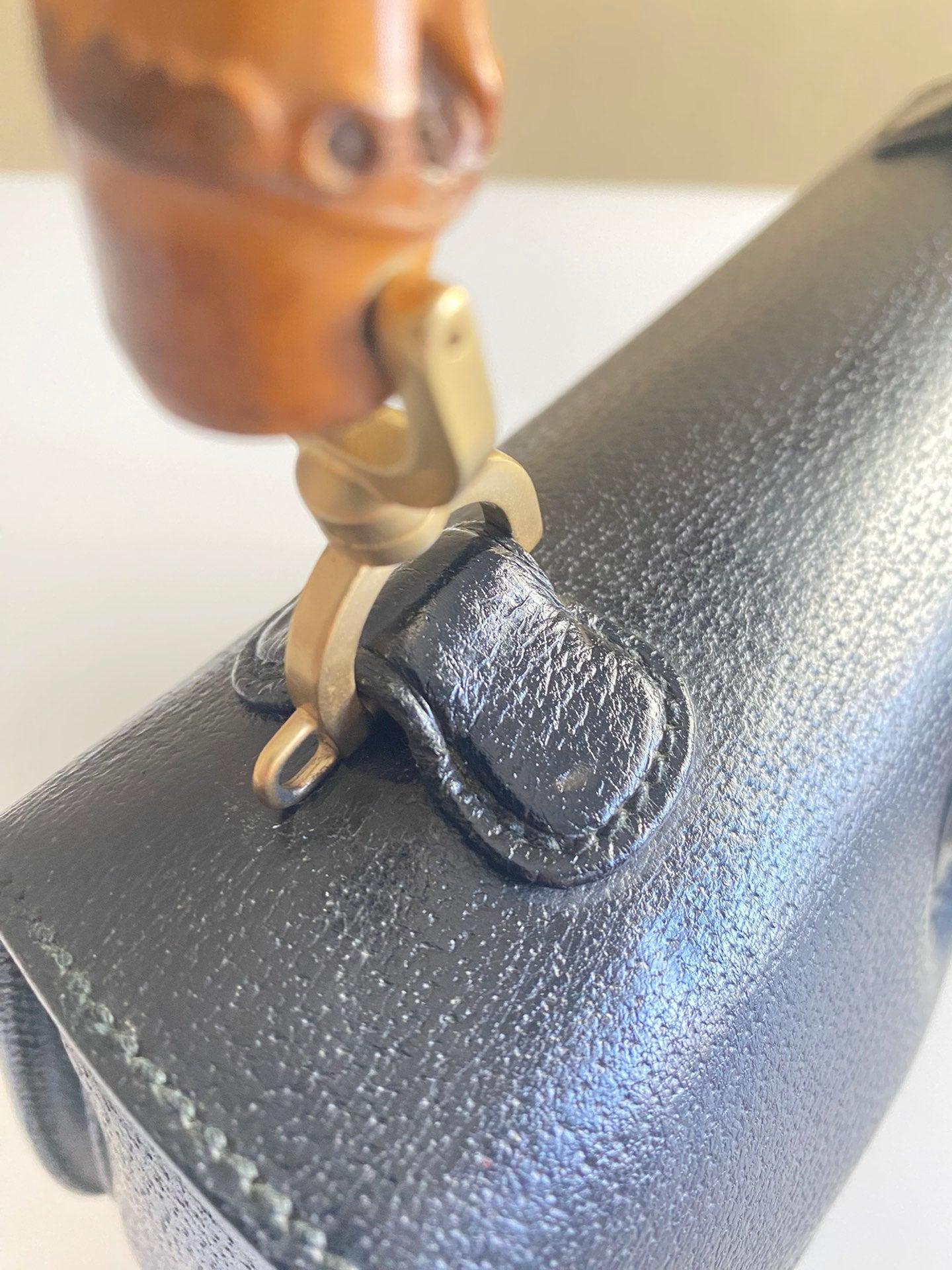 Gucci Bamboo 1947 Top Handle Bag Leather Medium Black 2