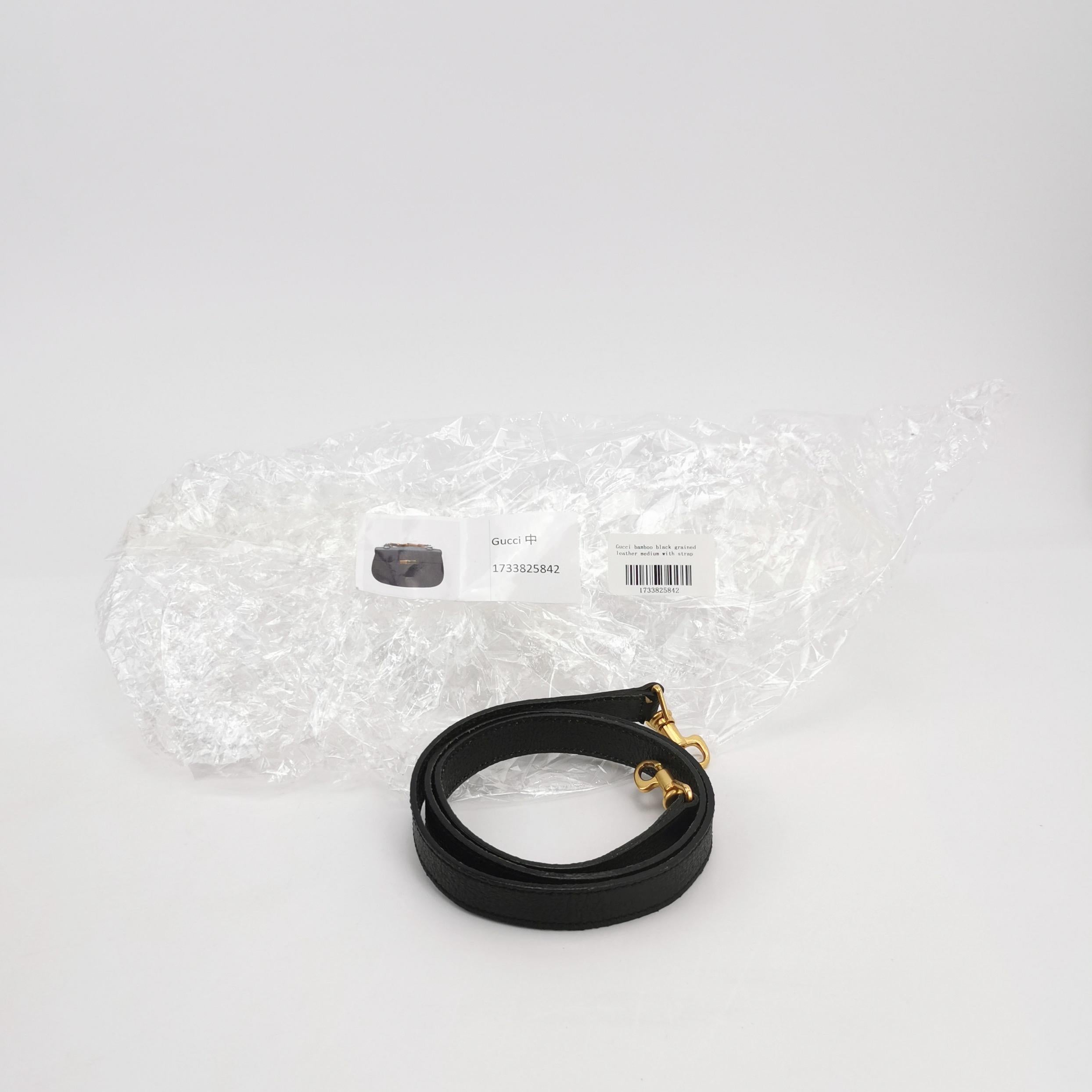 Gucci Bamboo 1947 Borsa a manico alto in pelle media nera in vendita 2