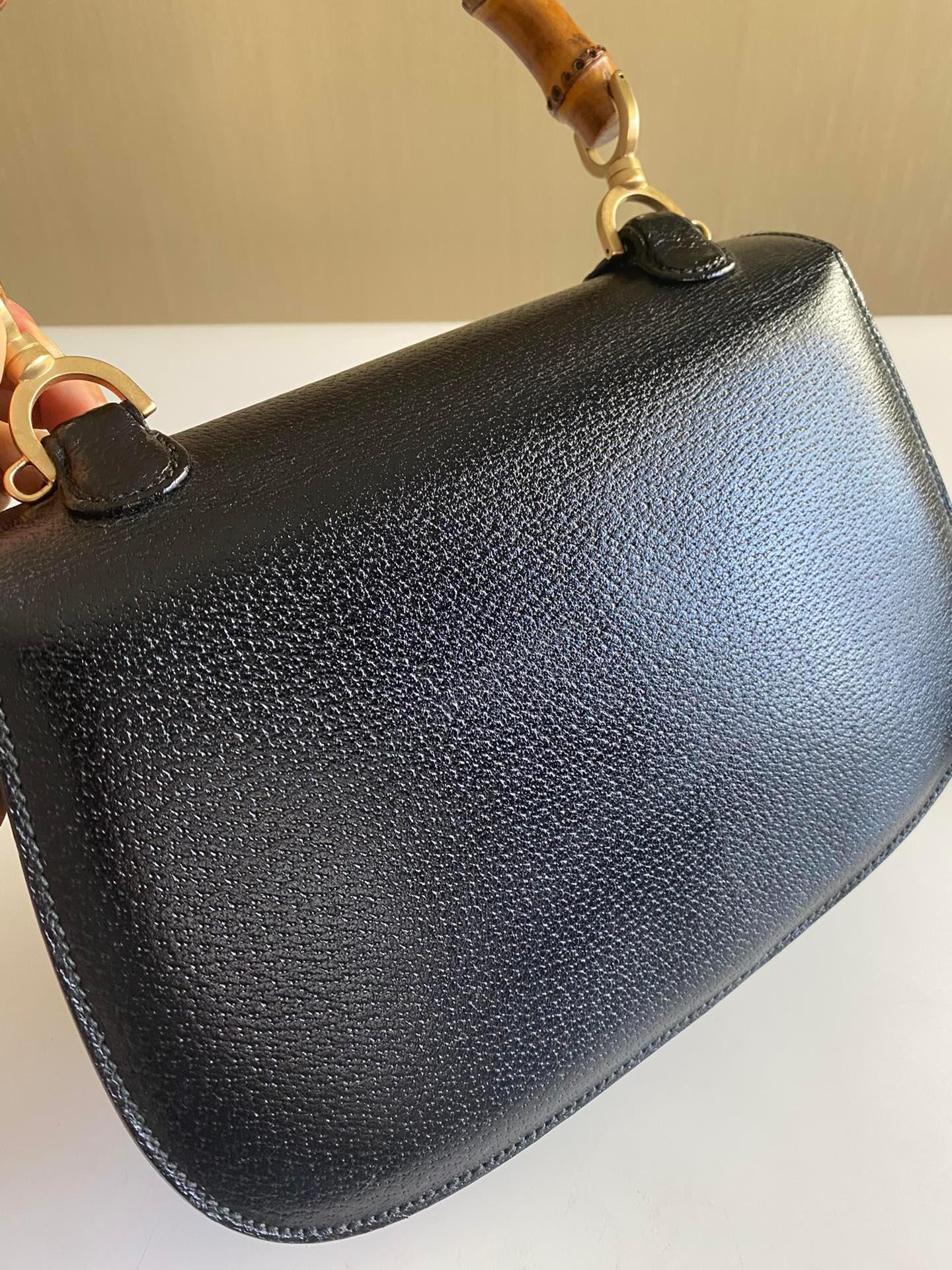 Gucci Bamboo 1947 Top Handle Bag Leather Medium Black 4