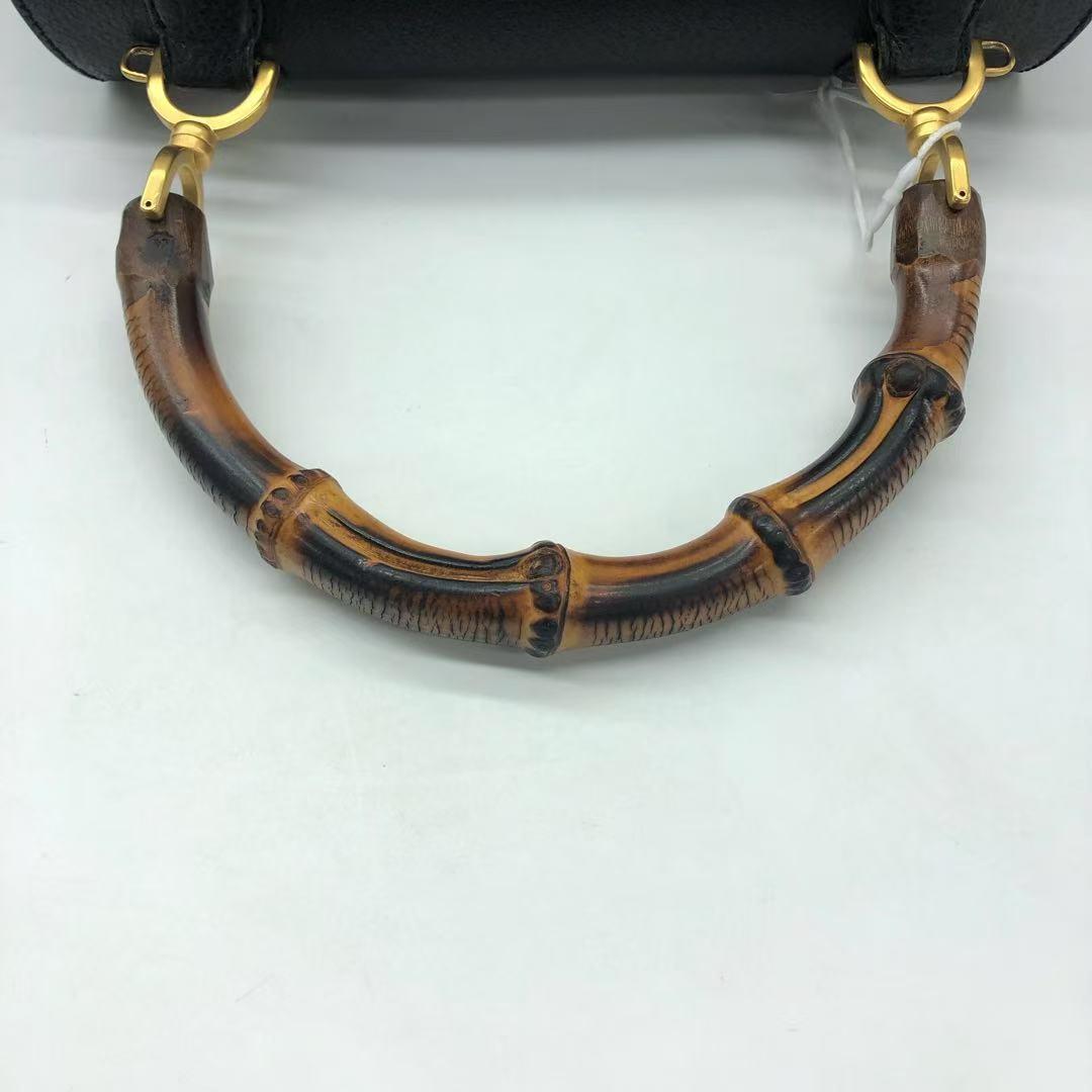 Gucci Bamboo 1947 Top Handle Bag Leather Medium Black For Sale 5