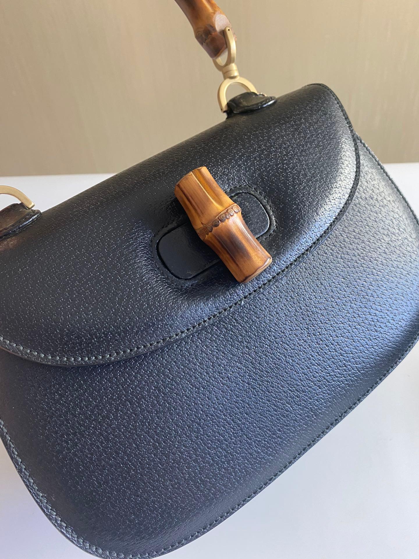 Gucci Bamboo 1947 Top Handle Bag Leather Medium Black 5