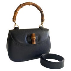 Gucci Bamboo 1947 Top Handle Bag Leather Medium Black