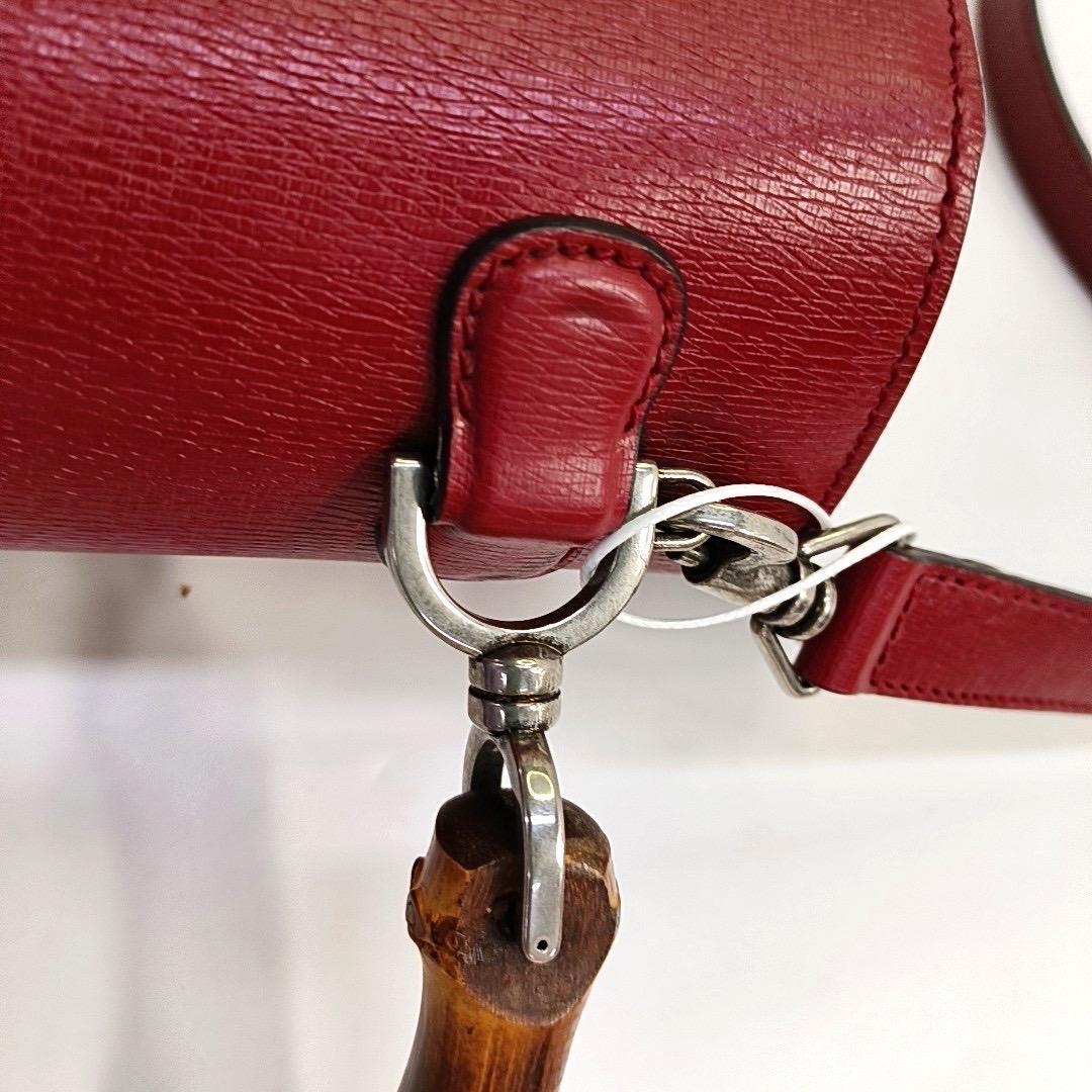 Gucci Bamboo 1947 Top Handle Bag Leather Medium Burgundy with Strap 5