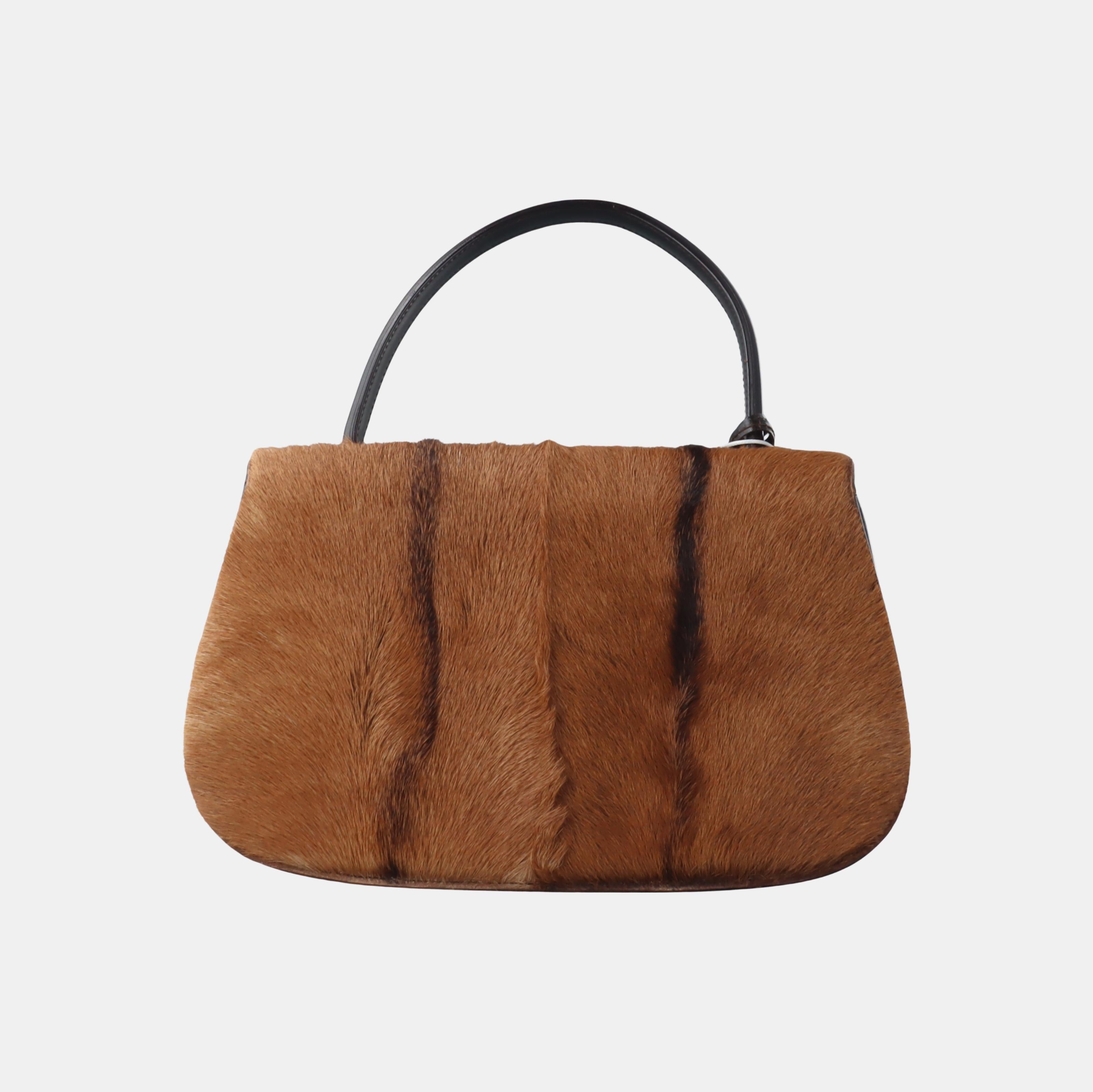 Gucci Bamboo 1947 Top Handle Bag Leather Medium Pony-style Calfskin Leather In Good Condition In AUBERVILLIERS, FR