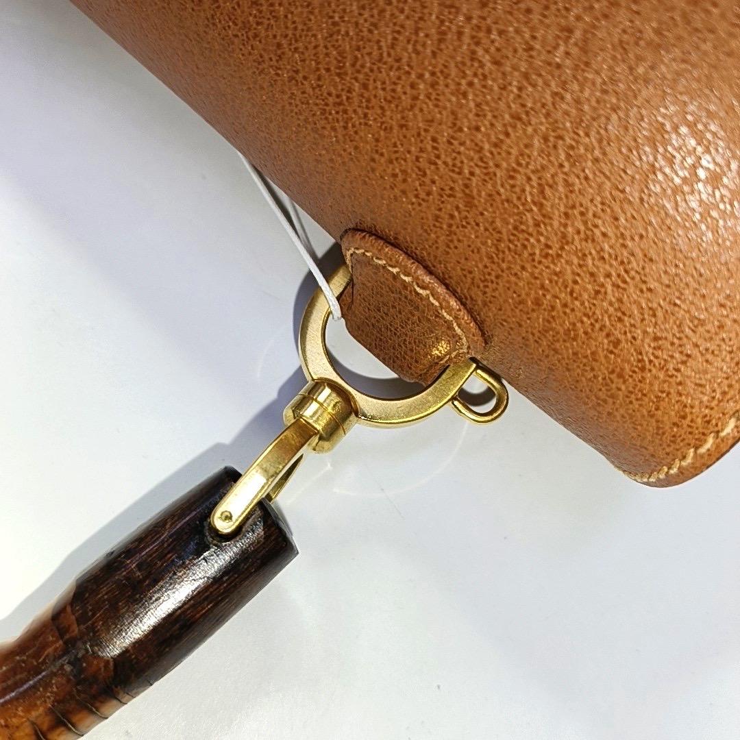 Gucci Bamboo 1947 Top Handle Bag Leather Medium Tan Brown 6